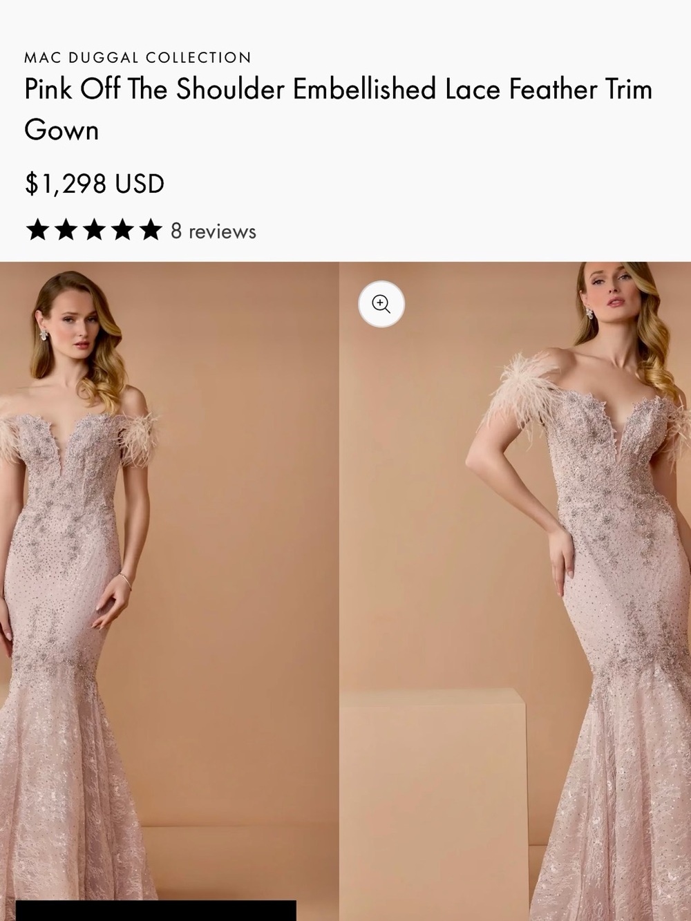 Mac Duggal Embellished Feather Trim Evening Gown - Blush - Picture 4 of 10